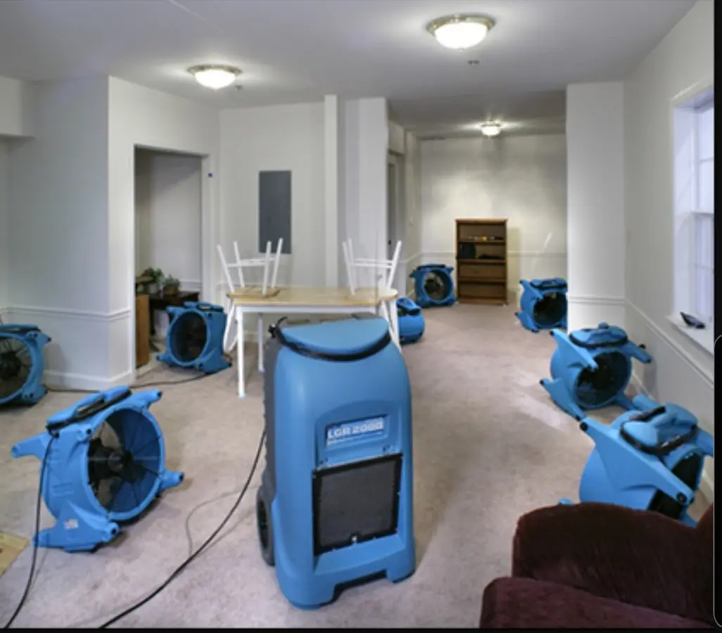 Air movers and dehumidifier setup for Water Extraction & Removal in Glennville